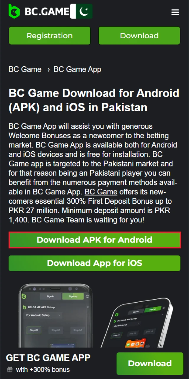 Download the BC.Game APK file from our website.