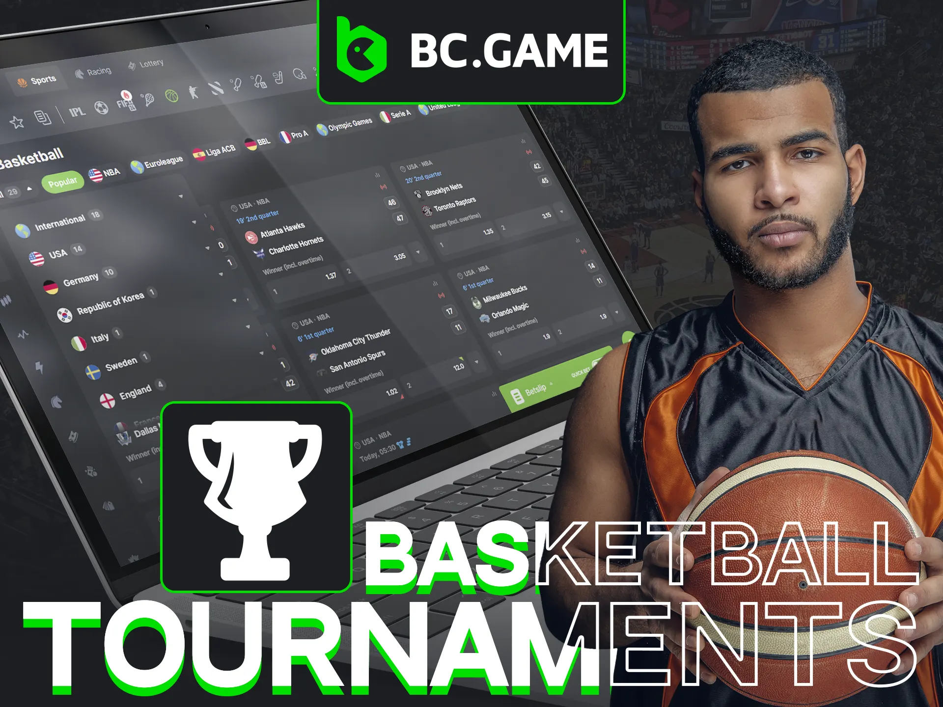 Bet on basketball year-round on any tournament at BC Game.