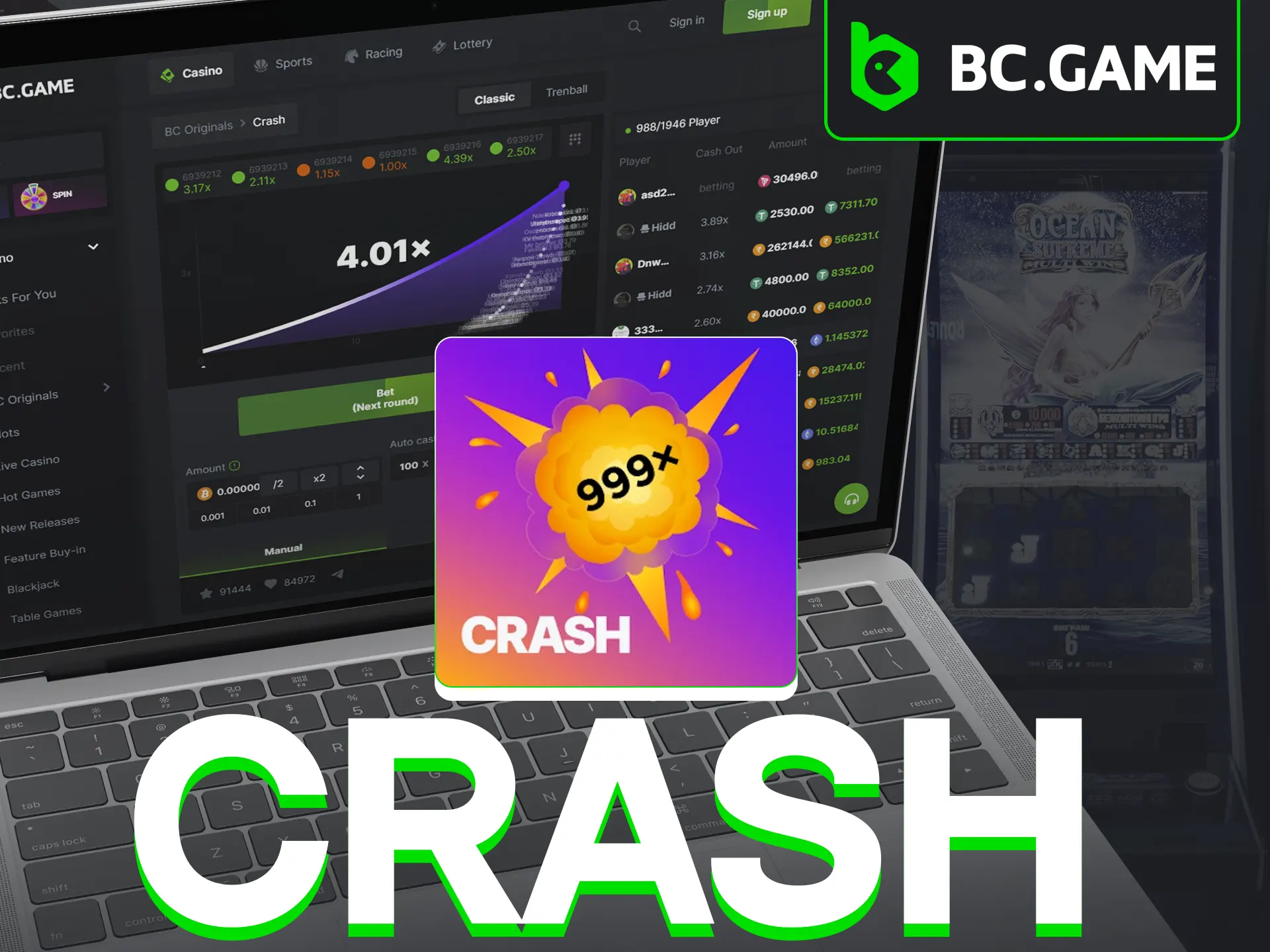 Try Crash in BC Game, predict rocket's peak for prizes.