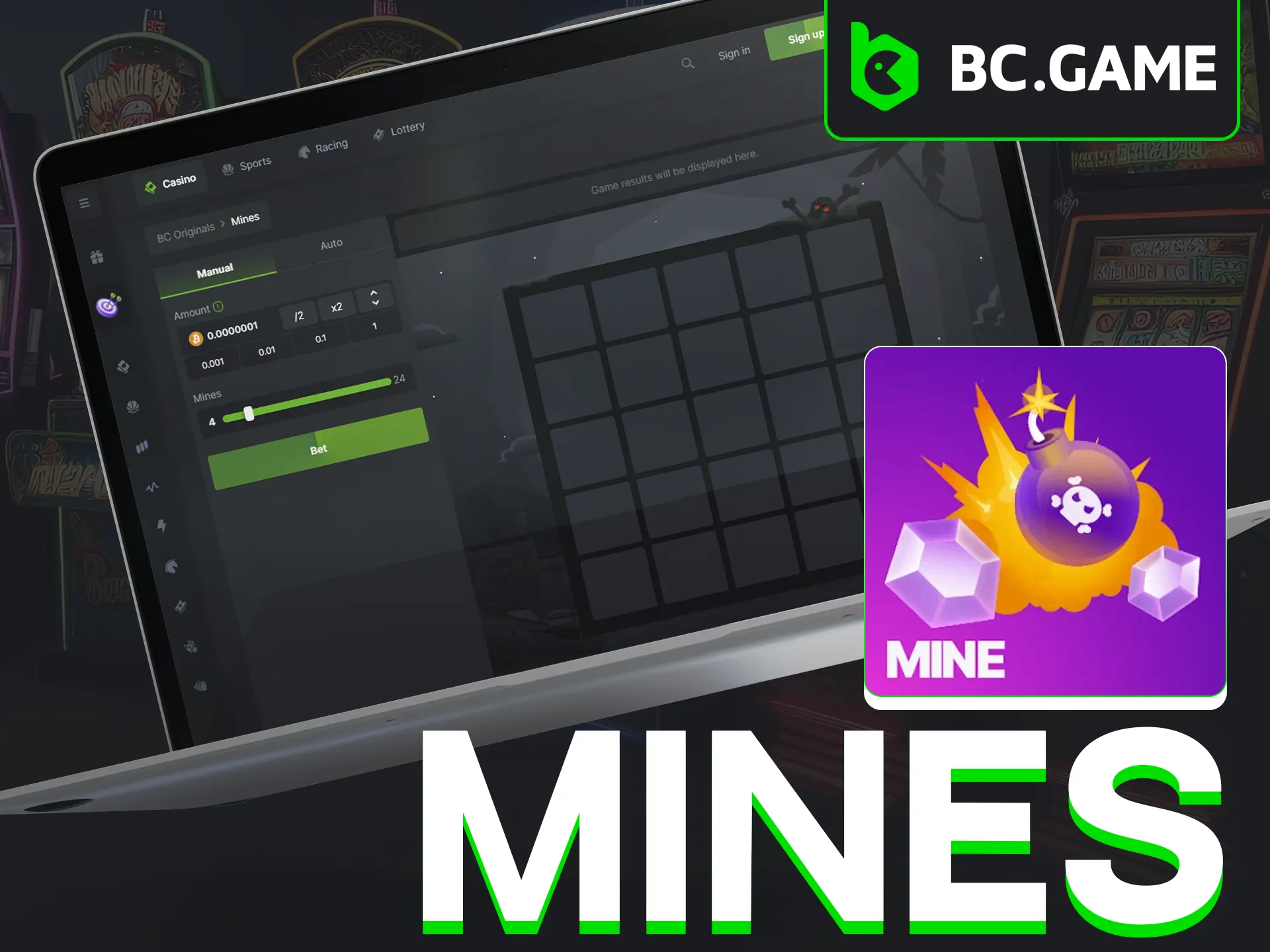 Explore Mines in BC Game, avoid mines for bigger prizes.