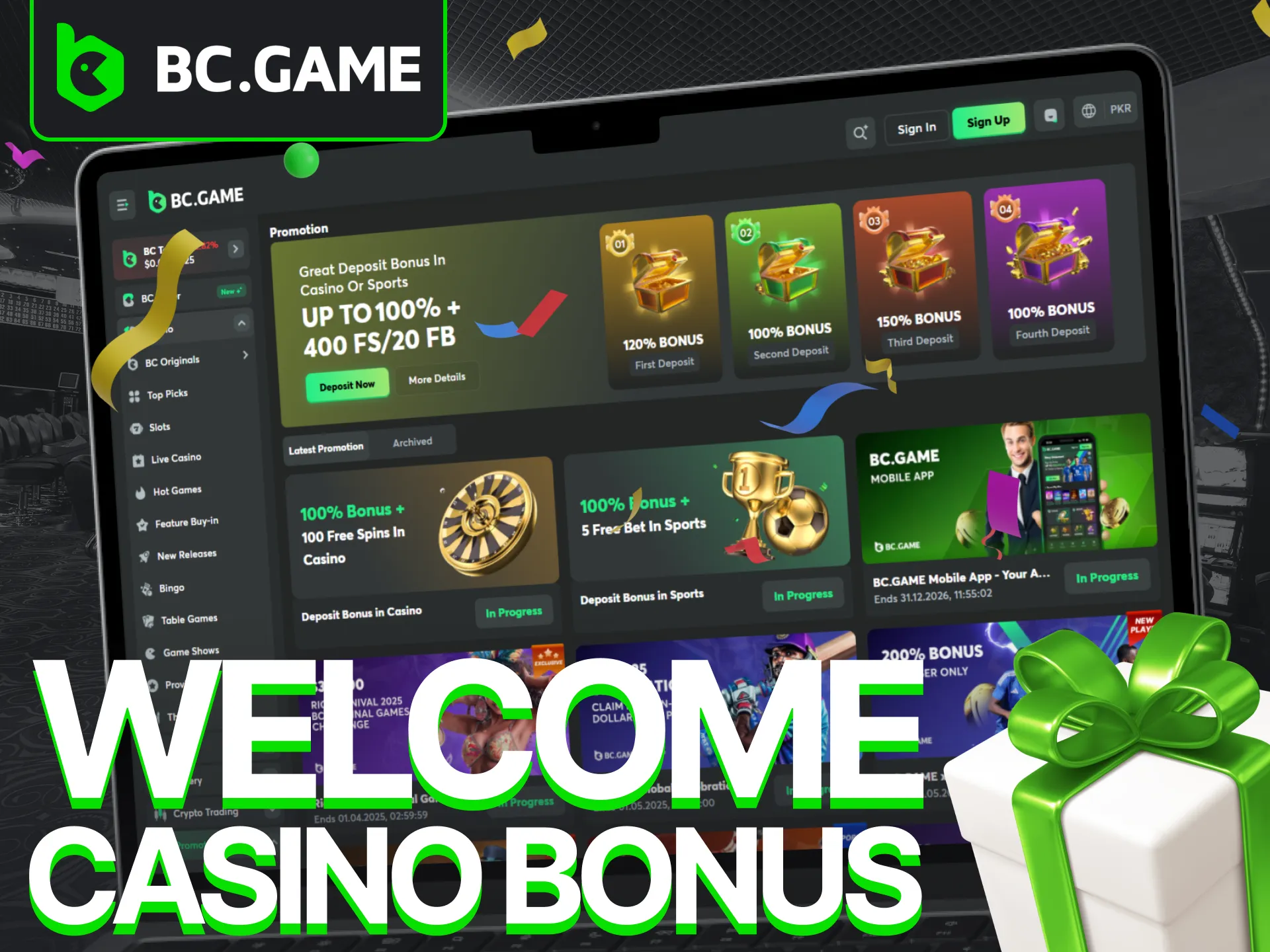 The BC Game Platform offers you a generous welcome bonus.