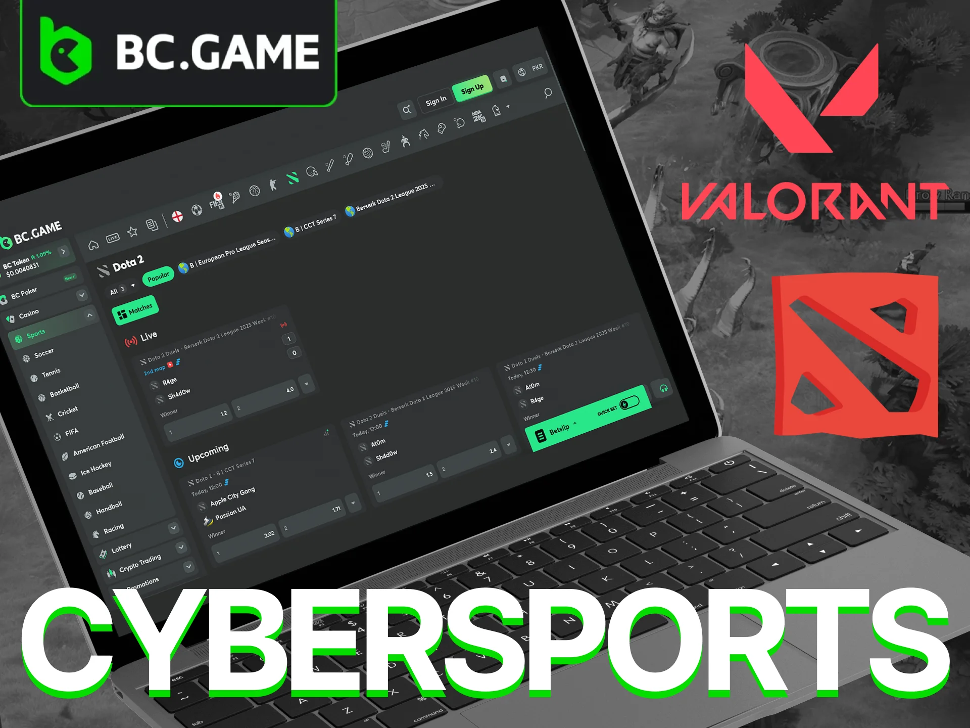 BC Game offers betting on eSports.